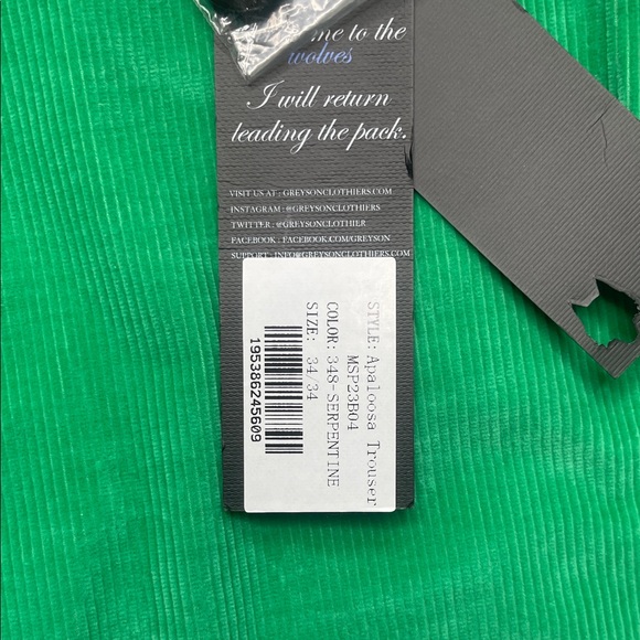 NEW Greyson Corduroy Trouser Golf Pants in Serpentine Green (Size: 34x34) - Picture 3 of 9